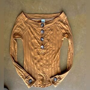 We The Free Ribbed Off-Shoulder Henley - Small